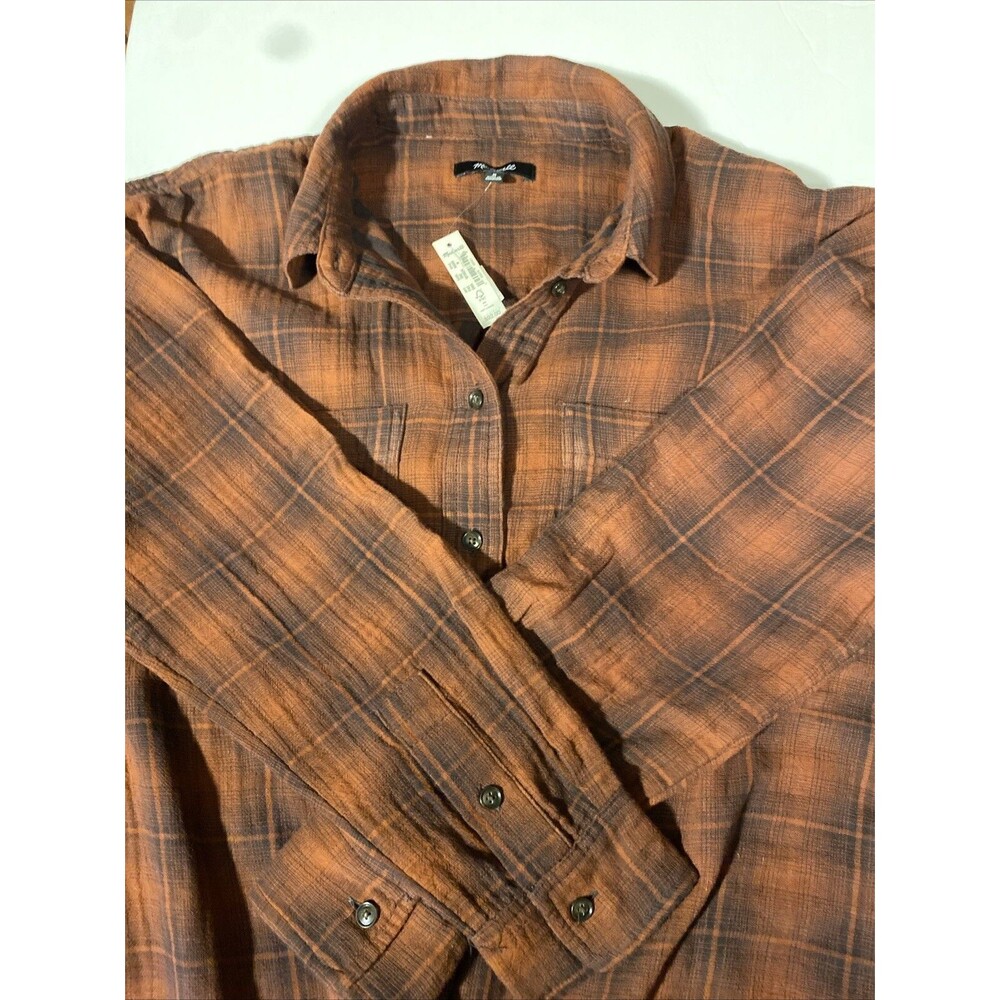 Madewell Women’s Oversized Flannel Size Medium Burnished Mahogany New With Tags